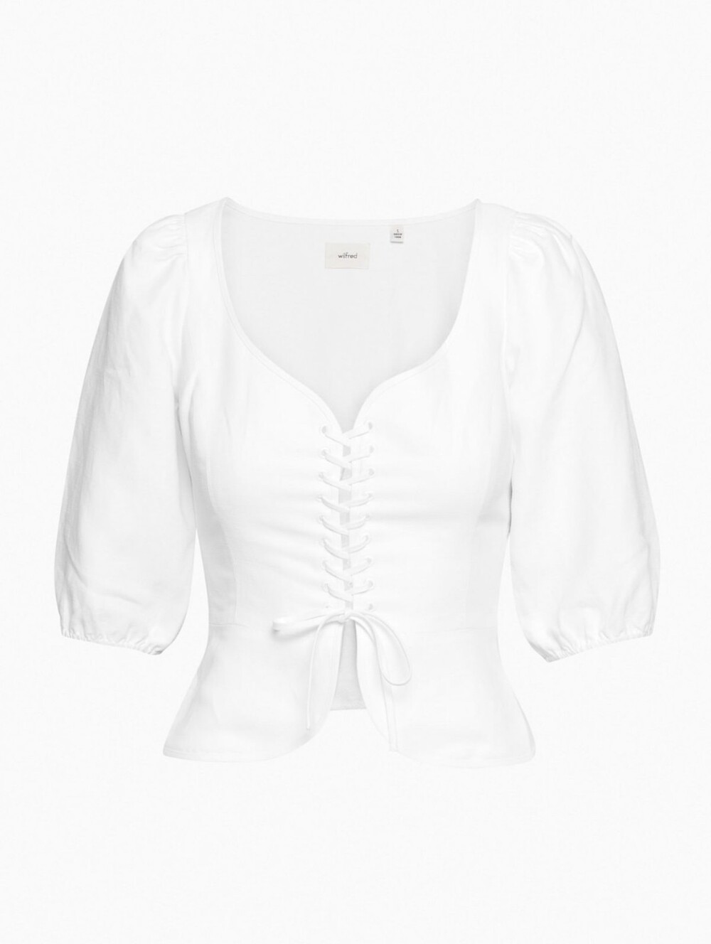 WILFRED Santal Linen Blouse White Coquette Regencycore XS NWT Aritzia